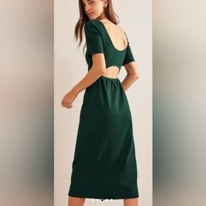 Boden Cut Out Rib Jersey Midi Dress, Size US 14R/UK 18R, Emerald Night (green)